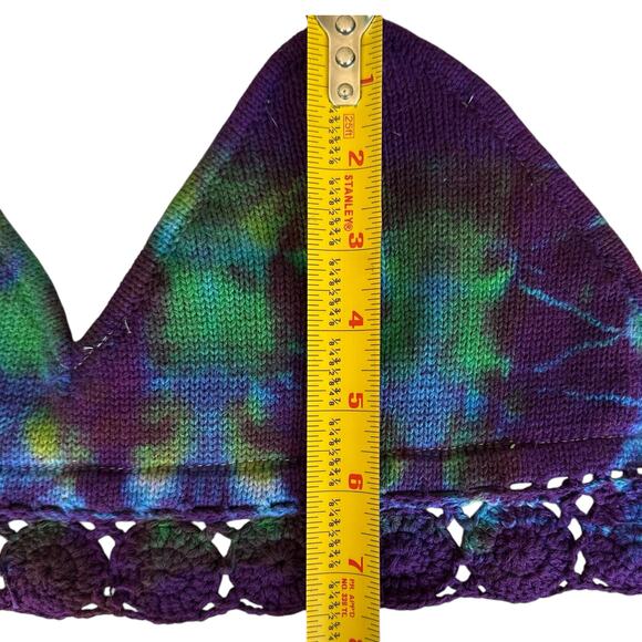 Women's Bathing Top Size Medium Purple Tie Dye Bikini Halter - Picture 5 of 9